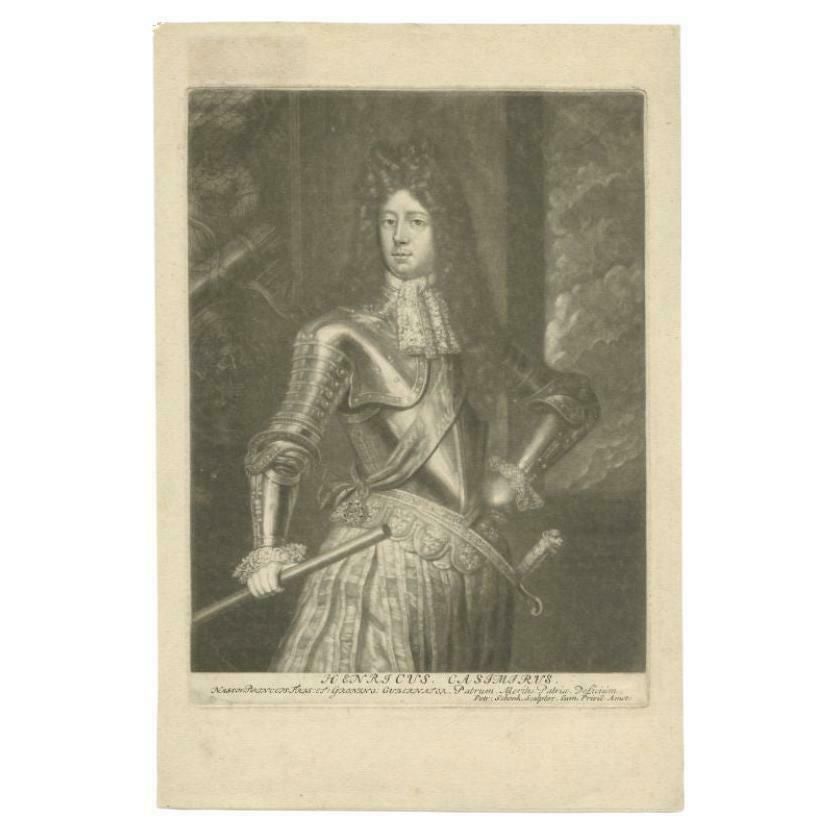 Antique Portrait Of Hendrik Casimir II By Schenk, C.1690
