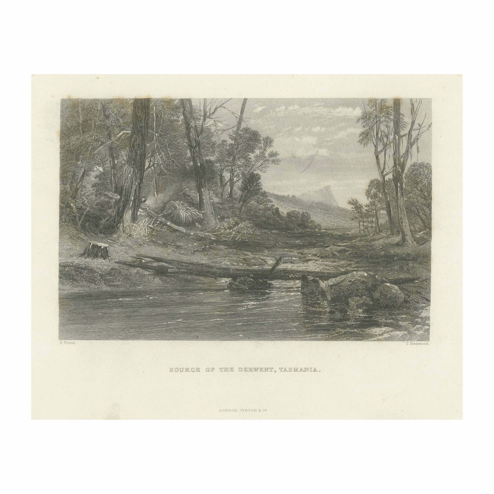 Antique Print Of River Derwent, Tasmania, Australia