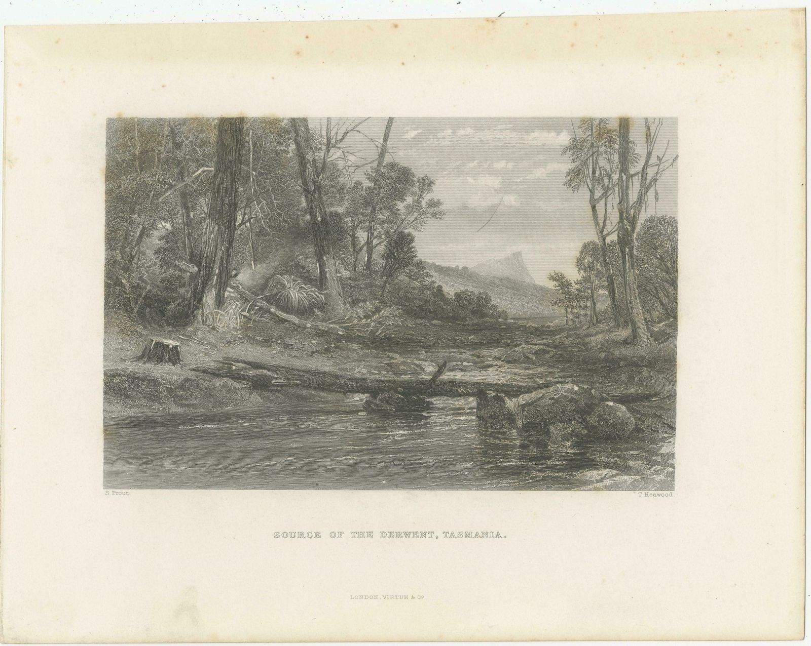 Antique Print Of River Derwent, Tasmania, Australia photo furniture