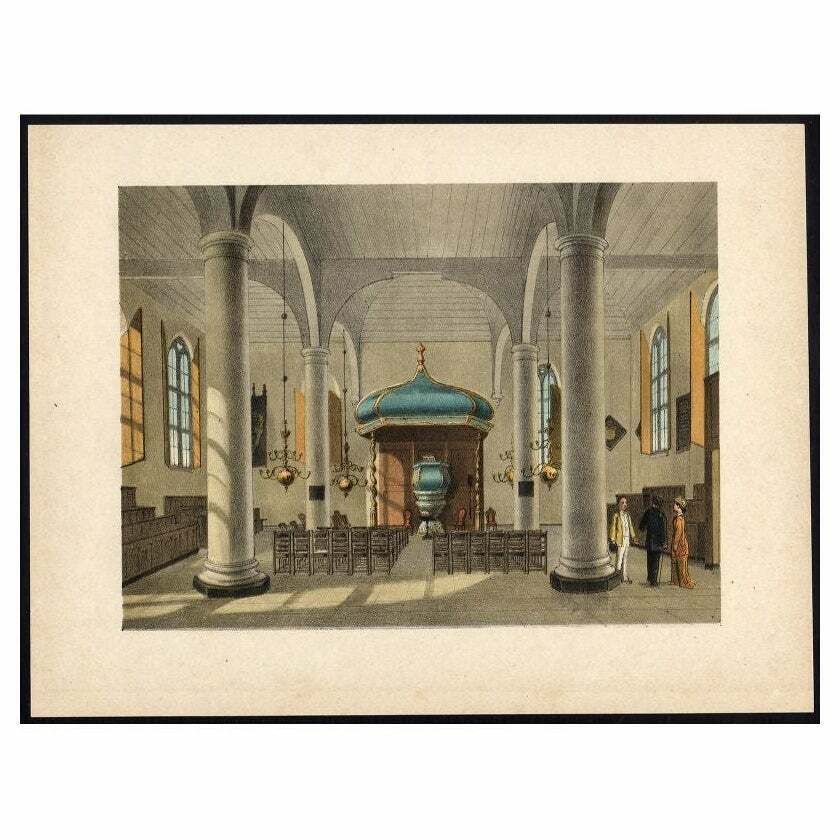Antique Print Of A Church Interior In Batavia 'Jakarta', Indonesia, 1888