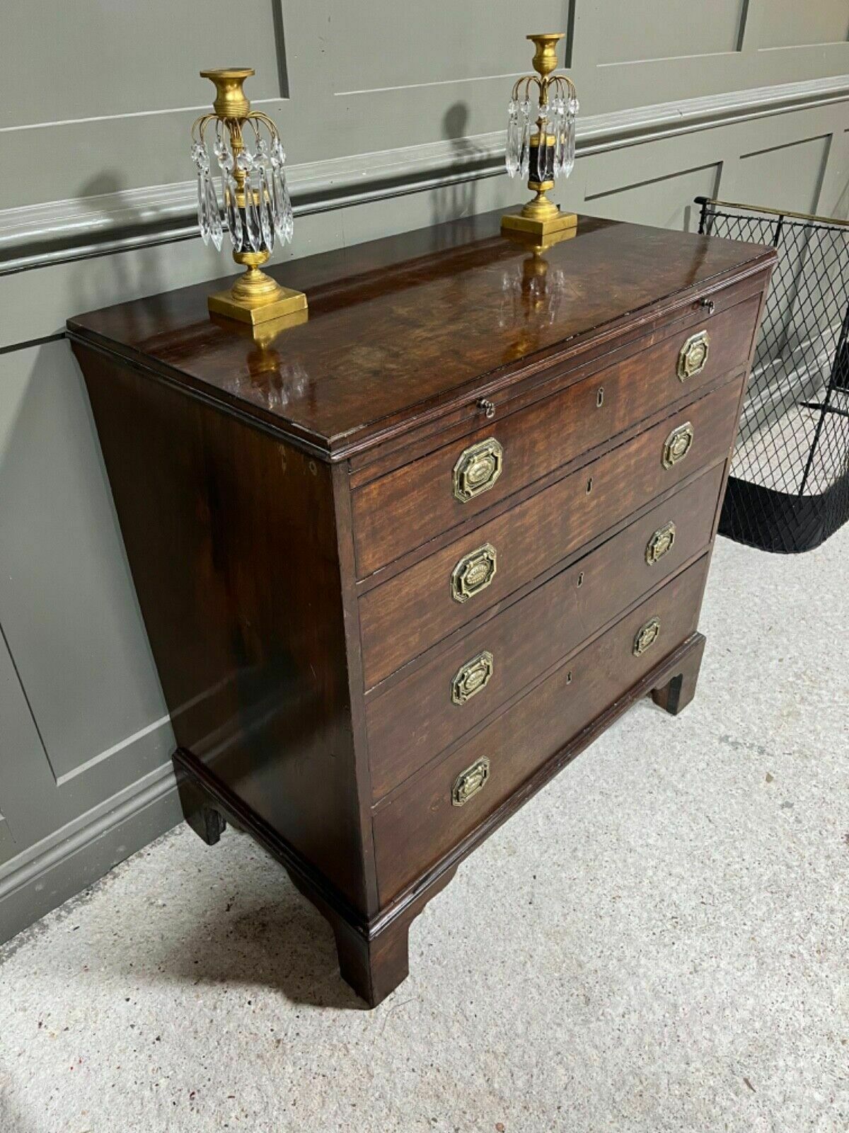 Antique Georgian Chest Of Drawers Small Chest In Cuban Mahogany W Writing Slide photo vinterior