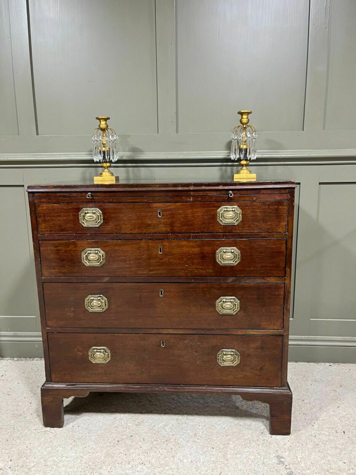 photo for sale Antique Georgian Chest Of Drawers Small Chest In Cuban Mahogany W Writing Slide