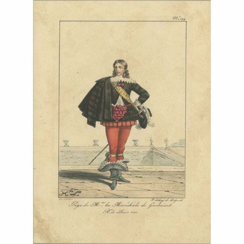 Antique Print Of A Servant Of The Wife Of Louis XIII, 1820