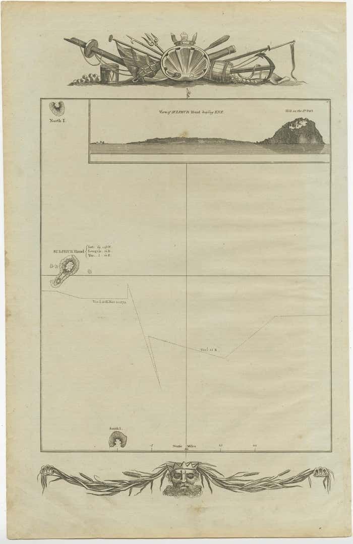 Antique Map Of The Islands Of Iwo Jima And Sulfur photo furniture