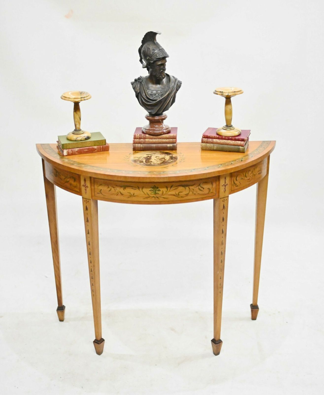 Adams Console Table   Demi Lune Satinwood Hall Tables