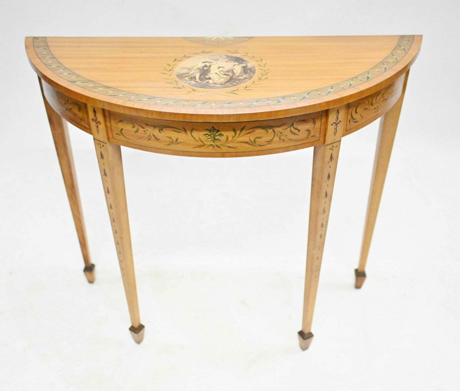 Adams Console Table   Demi Lune Satinwood Hall Tables photo for sale