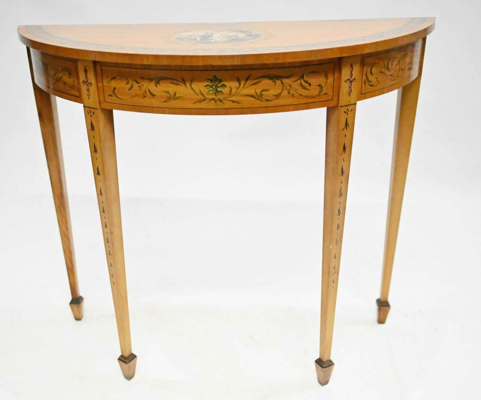 Adams Console Table   Demi Lune Satinwood Hall Tables photo 1295.0