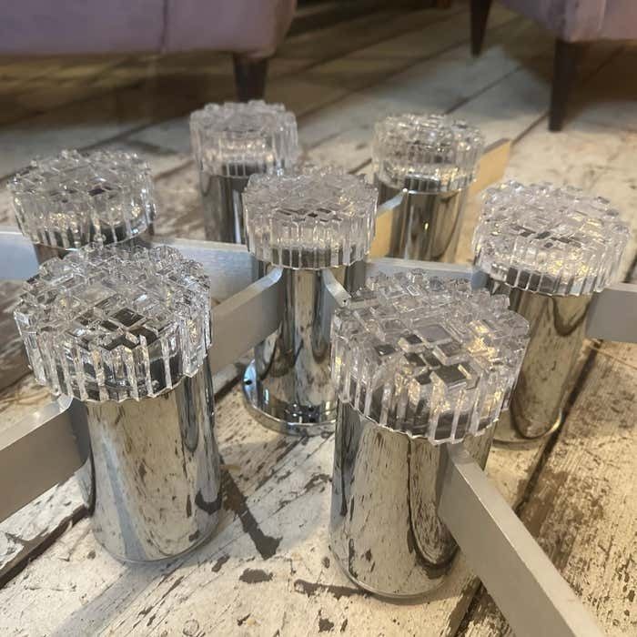4840.0 Two 1960s Gaetano Sciolari Space Age Chrome Aluminum And Glass Ceiling Lights photo