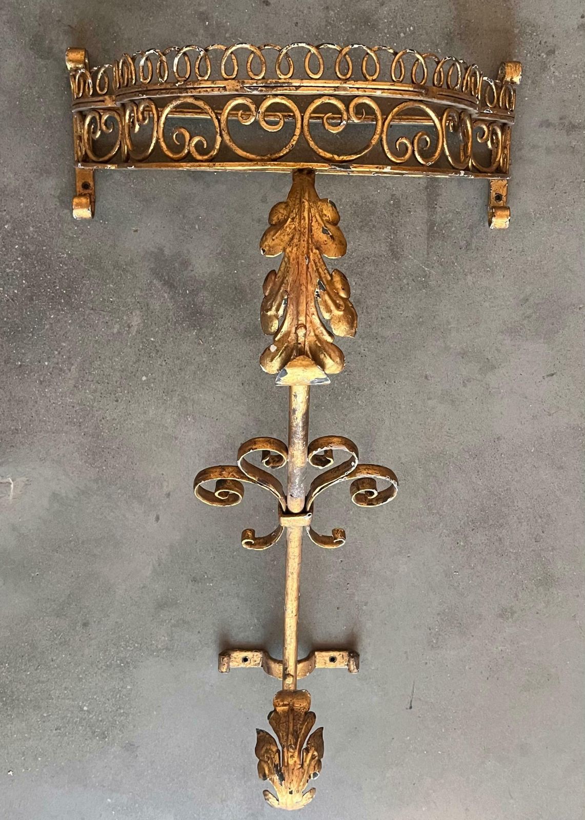 19th Pair Of Gilded French Wrought Iron Console Tables photo vinterior