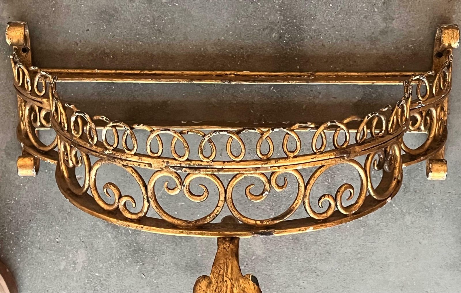 19th Pair Of Gilded French Wrought Iron Console Tables photo vintage