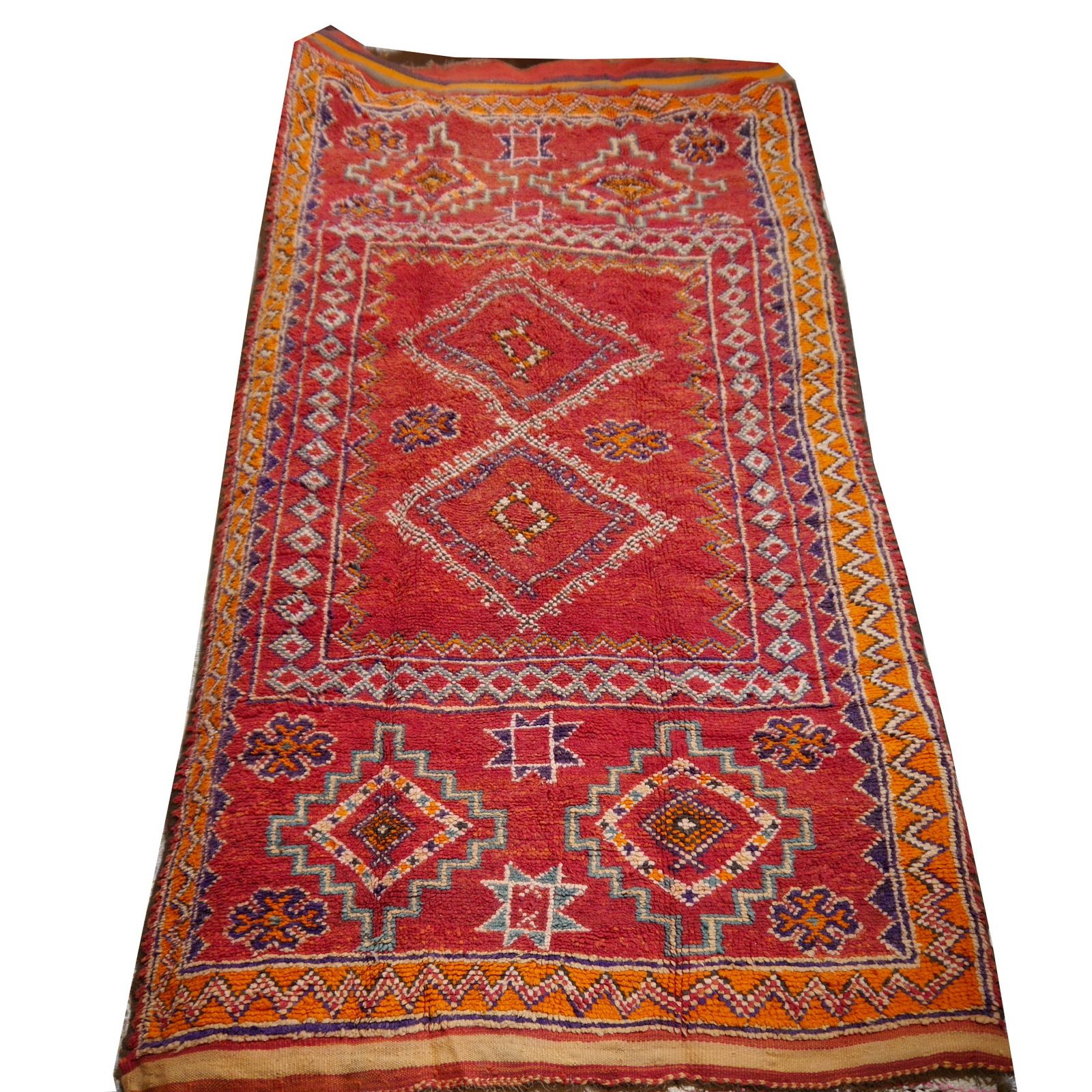 Vintage Rug Boujad 10.9 X 5.6 Ft Moroccan Berber Tribal Carpet 330 X 170 Cm