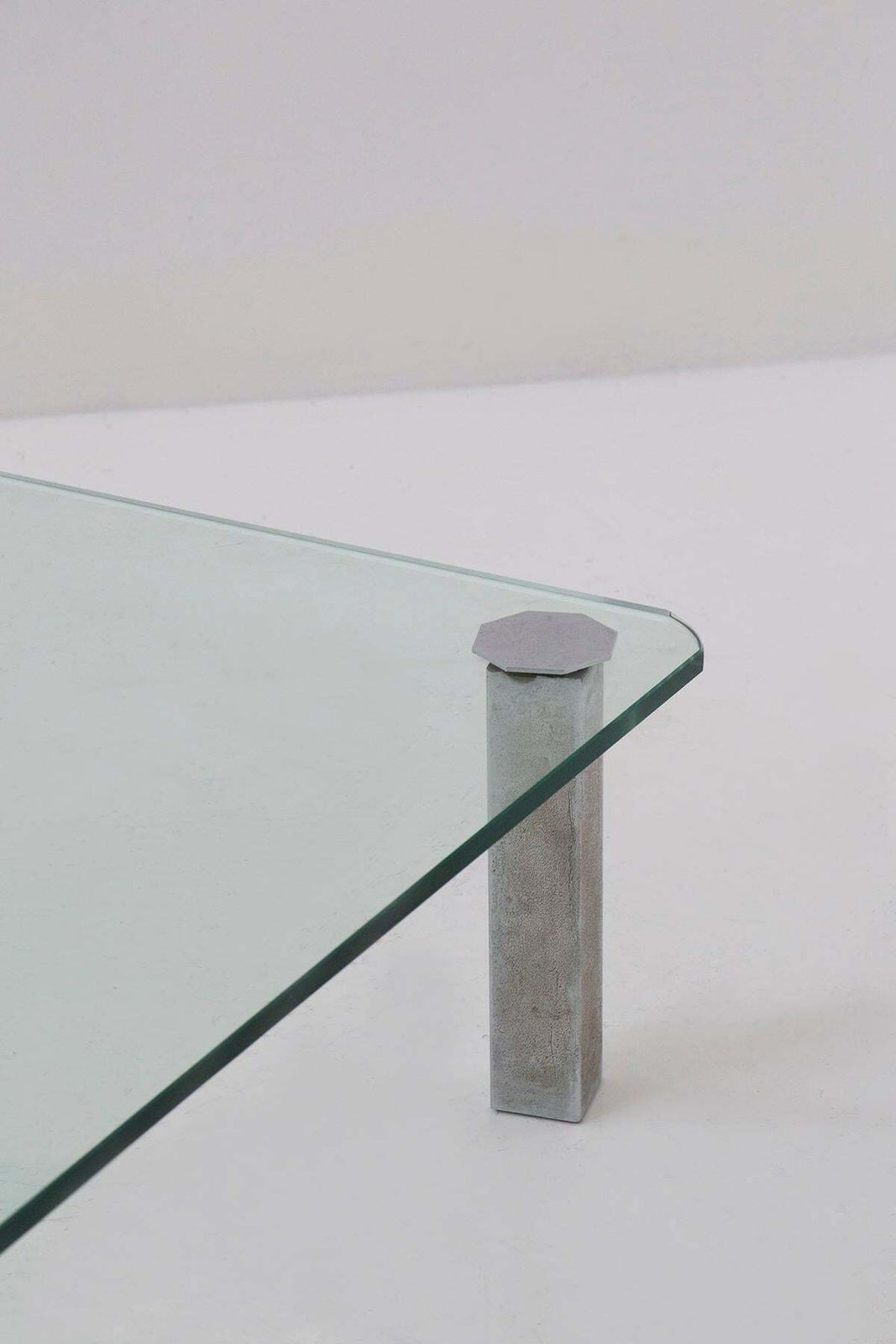 Vintage Italian Glass Coffee Table With Metal Feet photo vintage