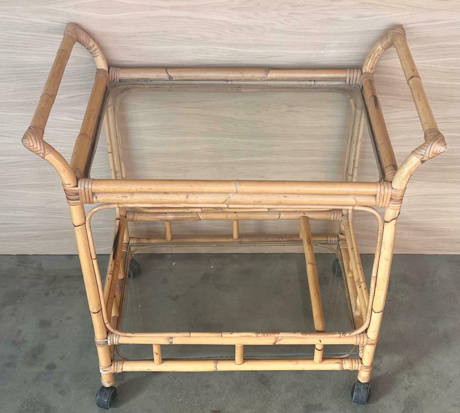 Chariot à thé mid-century modern en bambou, mobilier de jardin photo 2037.0