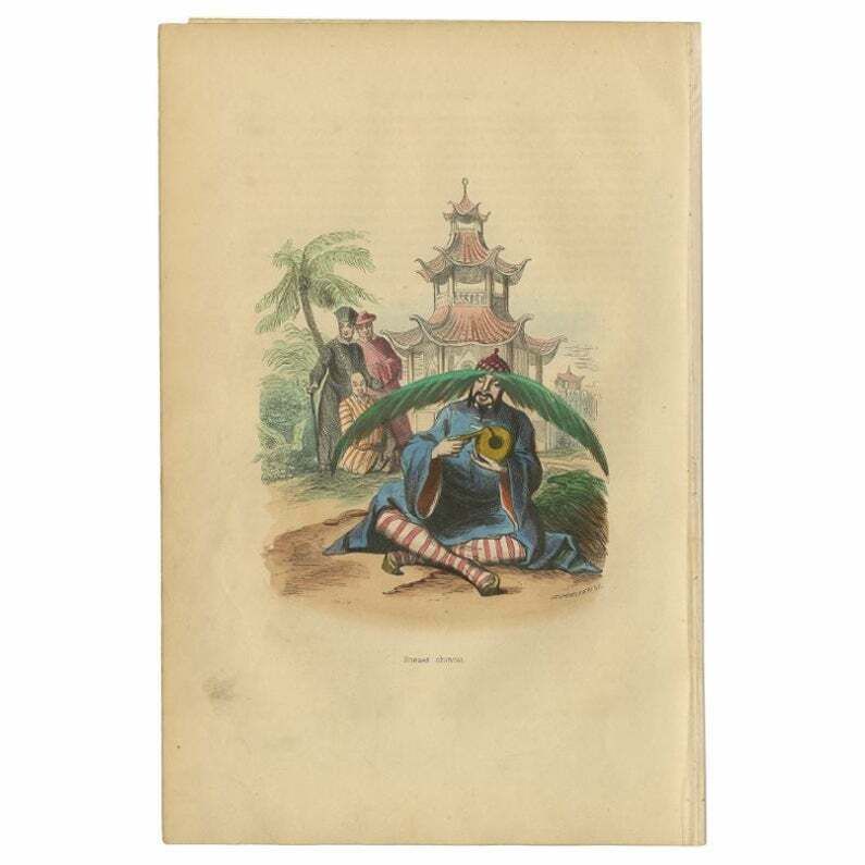 Antique Hand Colored Print Of A Chinese Man, 1843