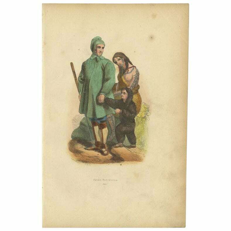 Antique Print Of A Chukchi Family, 1843