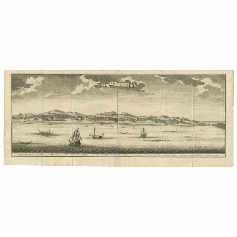 Antique Print Of Ambon, Indonesia By Valentijn, 1726