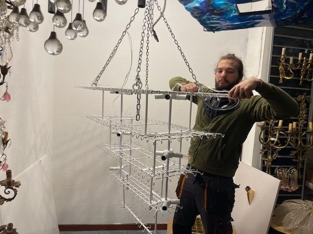 Extra Large Glass Tube Chandelier 24 Lights photo furniture