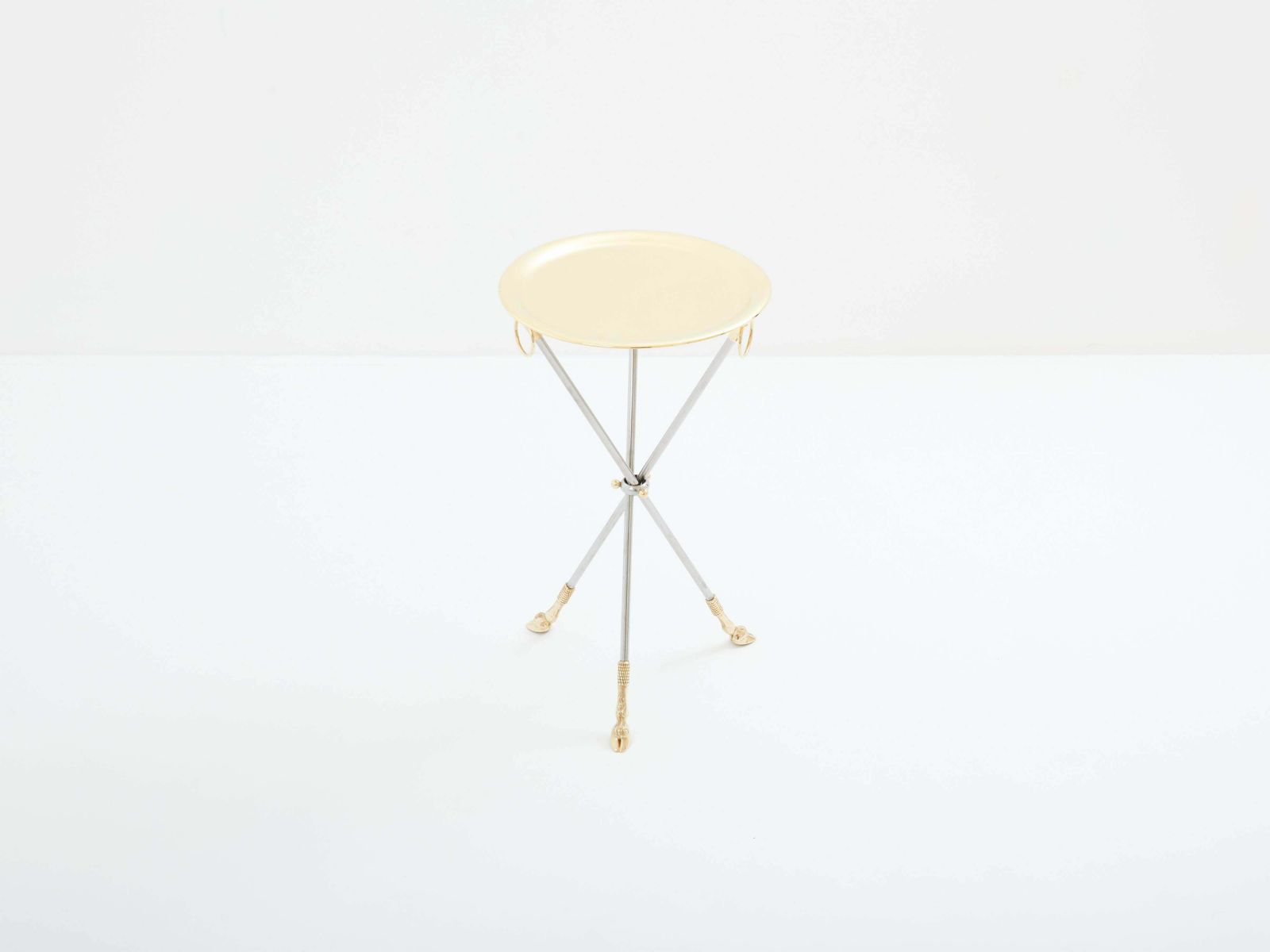Table guéridon Alberto Orlandi en laiton et acier, années 1970 photo for sale