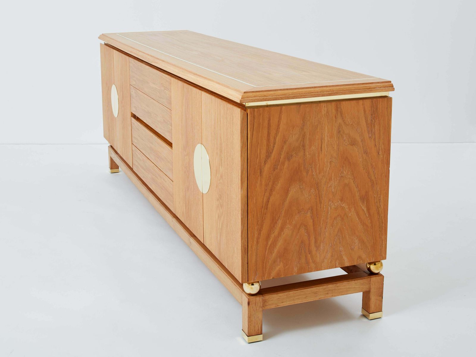 photo furniture Tommaso Barbi Cerused Oak And Brass Sideboard 1970s