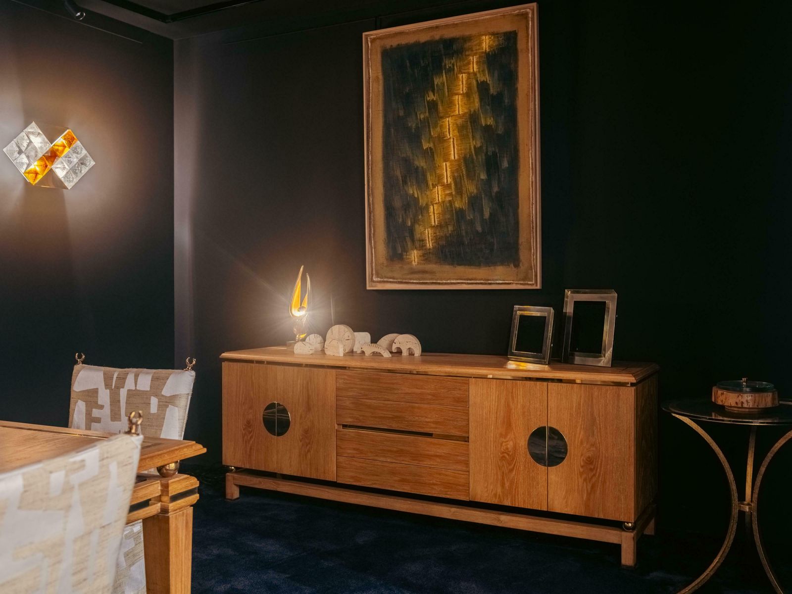 Furniture Tommaso Barbi Cerused Oak And Brass Sideboard 1970s photo