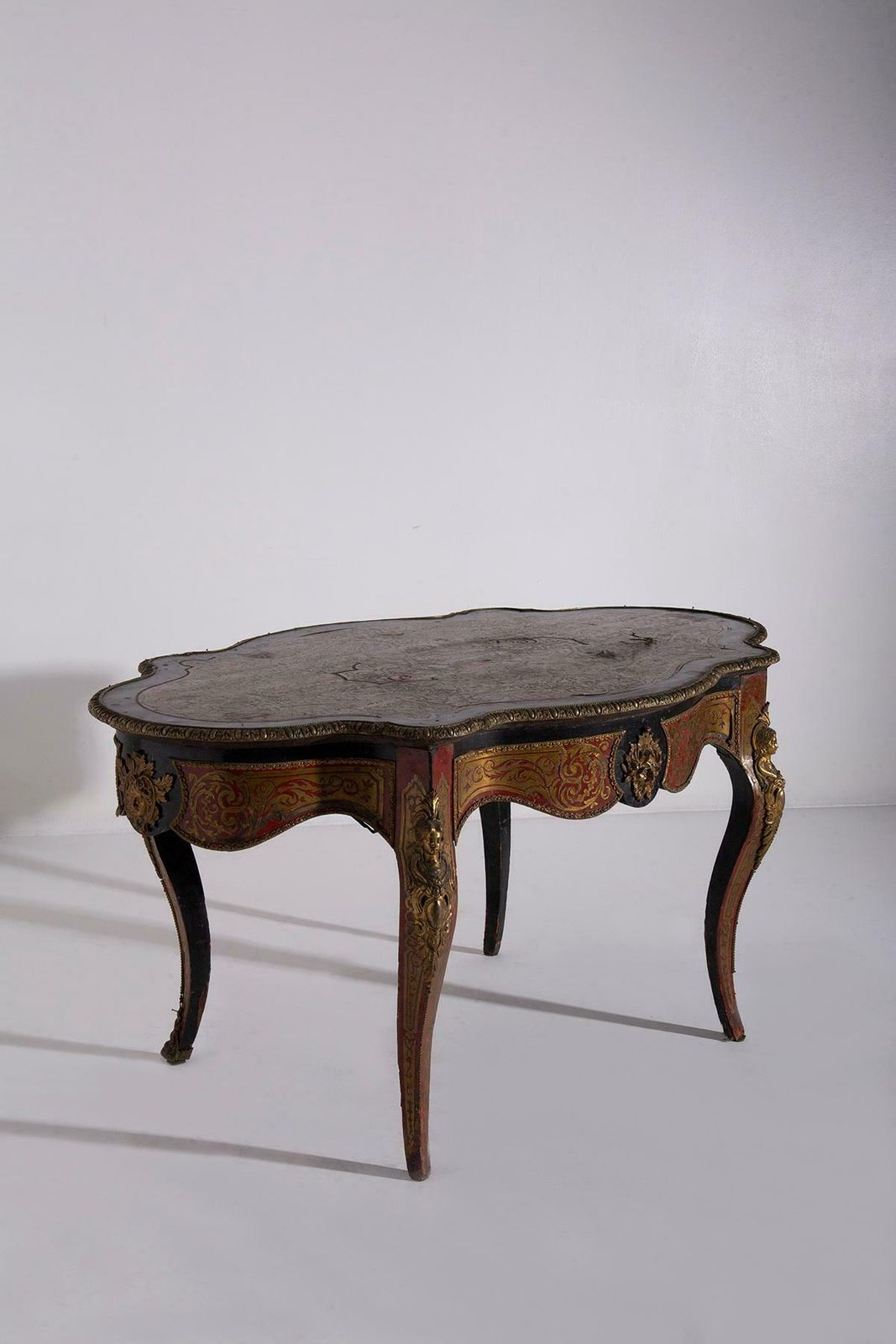 Boulle Styled Panelled Desk Napoleon Iiv, Late 1800s In Bronze photo furniture