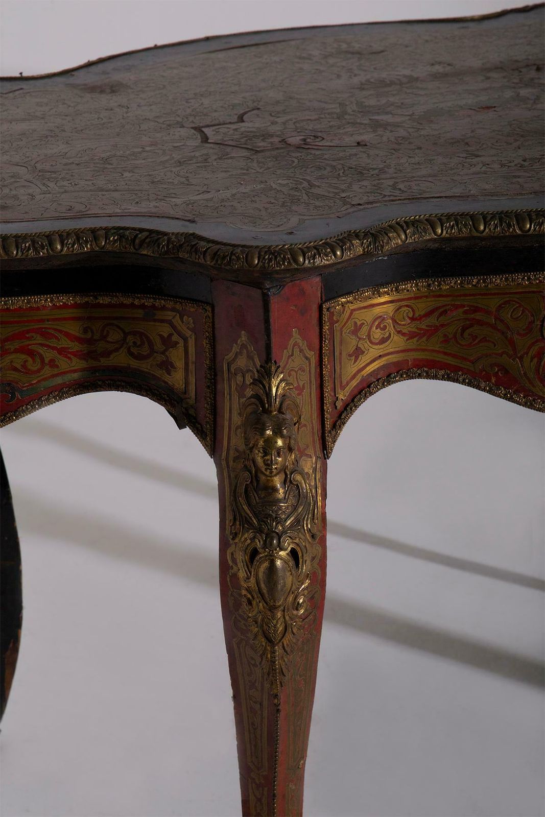 Boulle Styled Panelled Desk Napoleon Iiv, Late 1800s In Bronze photo vintage