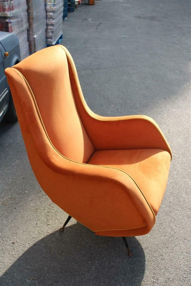 Aldo Morbelli Armchair Orange Yellow Italian Mid Century Design 1950s Brass photo Furniture