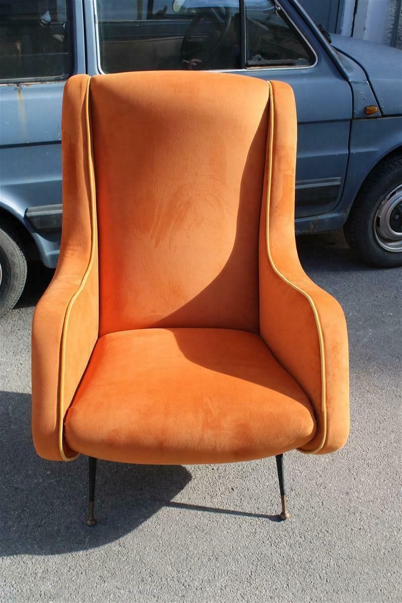 Aldo Morbelli Armchair Orange Yellow Italian Mid Century Design 1950s Brass photo 2957.0