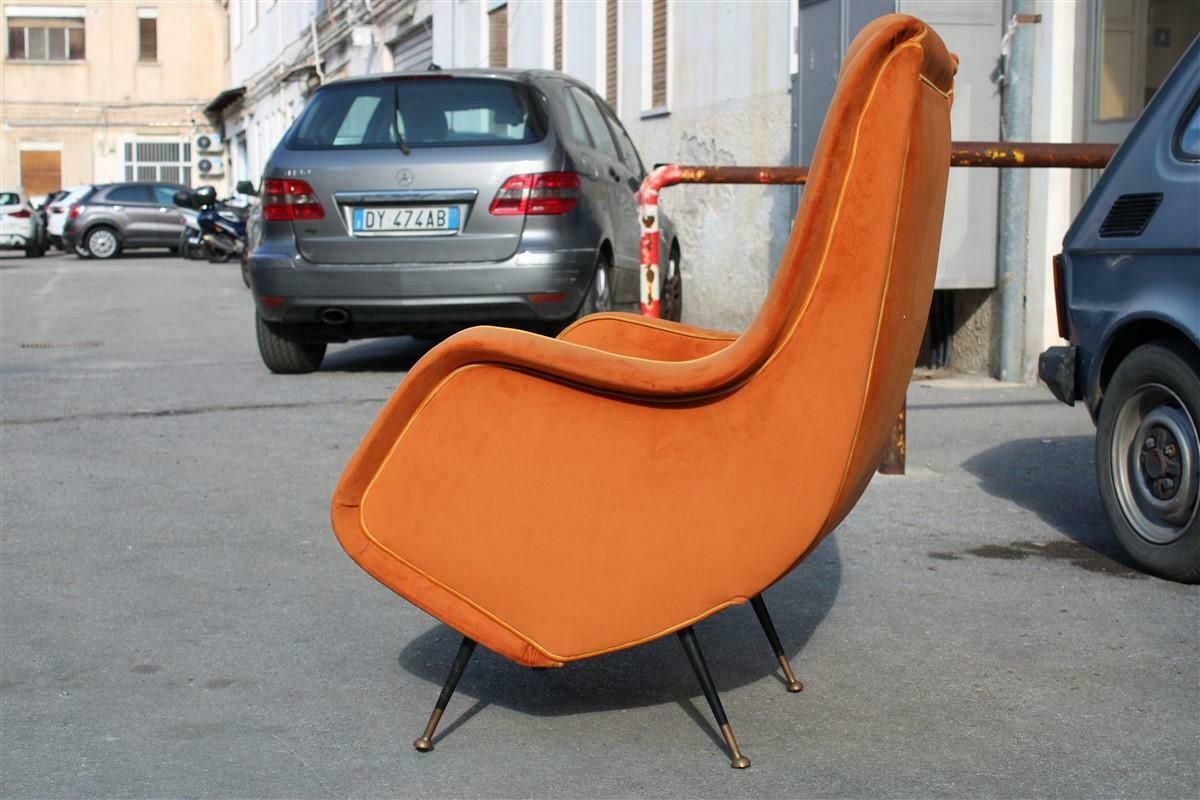 Furniture Aldo Morbelli Armchair Orange Yellow Italian Mid Century Design 1950s Brass photo