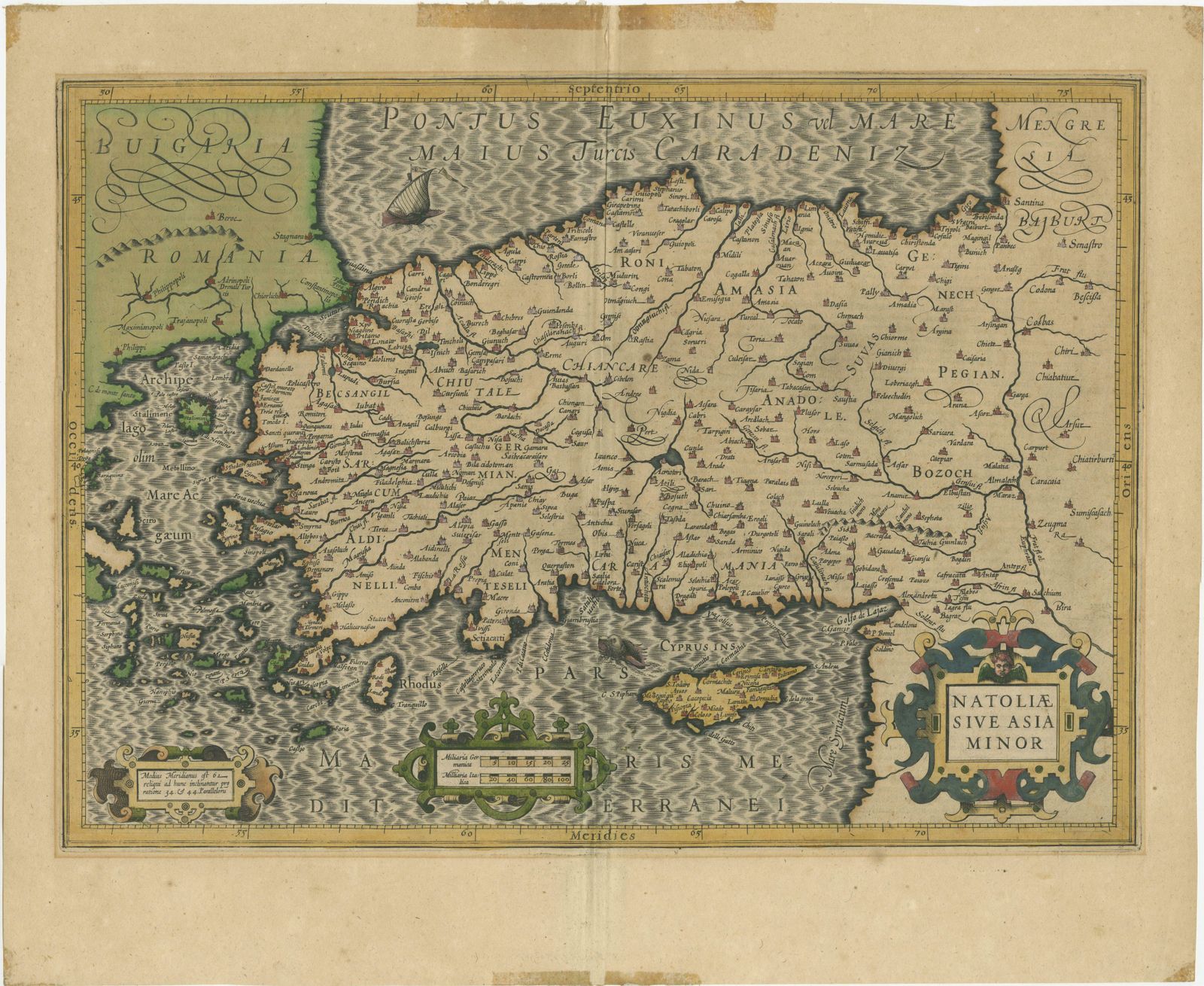 Original Antique Map Of Turkey, Asia Minor And Cyprus photo furniture