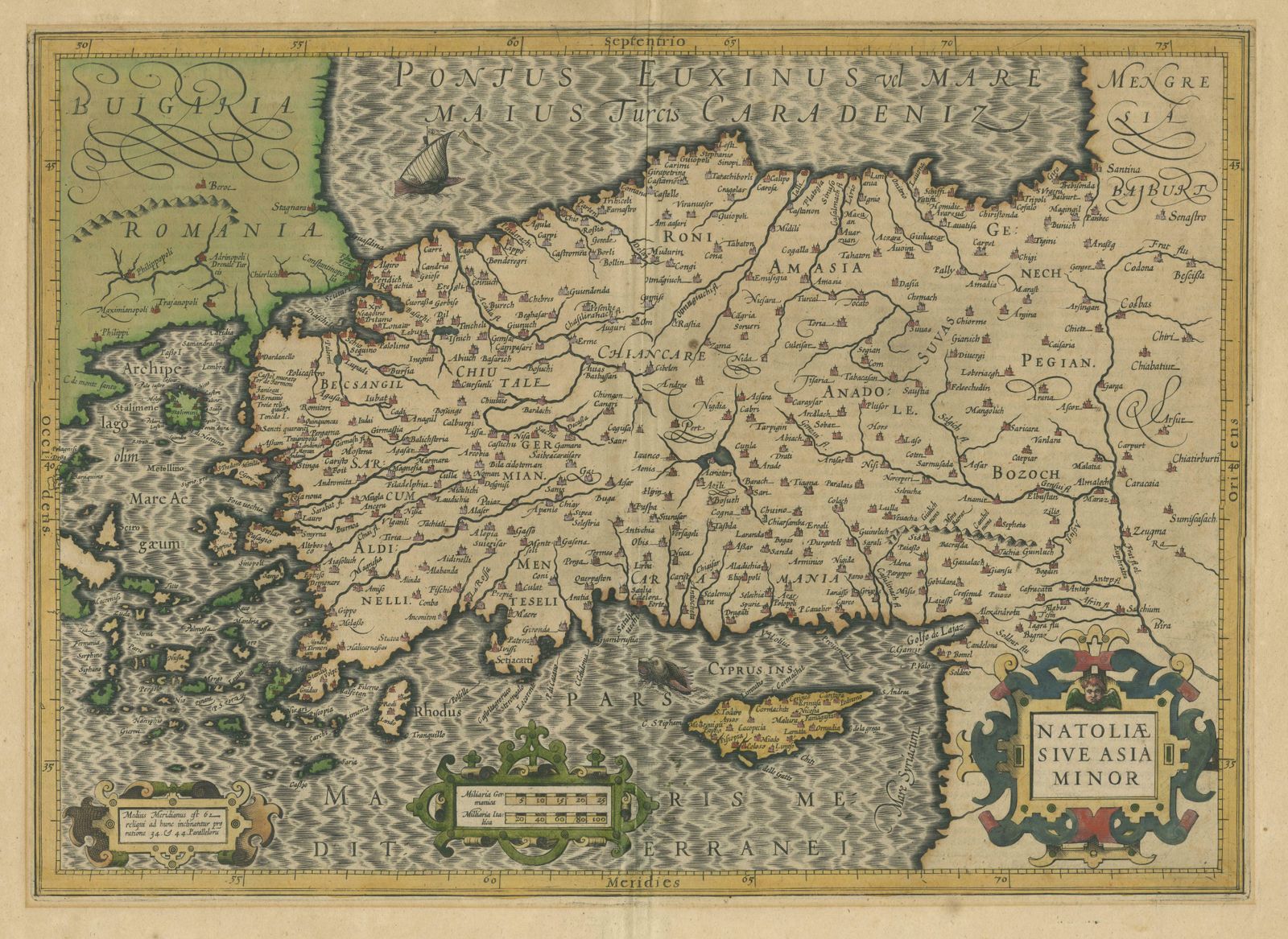 Original Antique Map Of Turkey, Asia Minor And Cyprus photo for sale