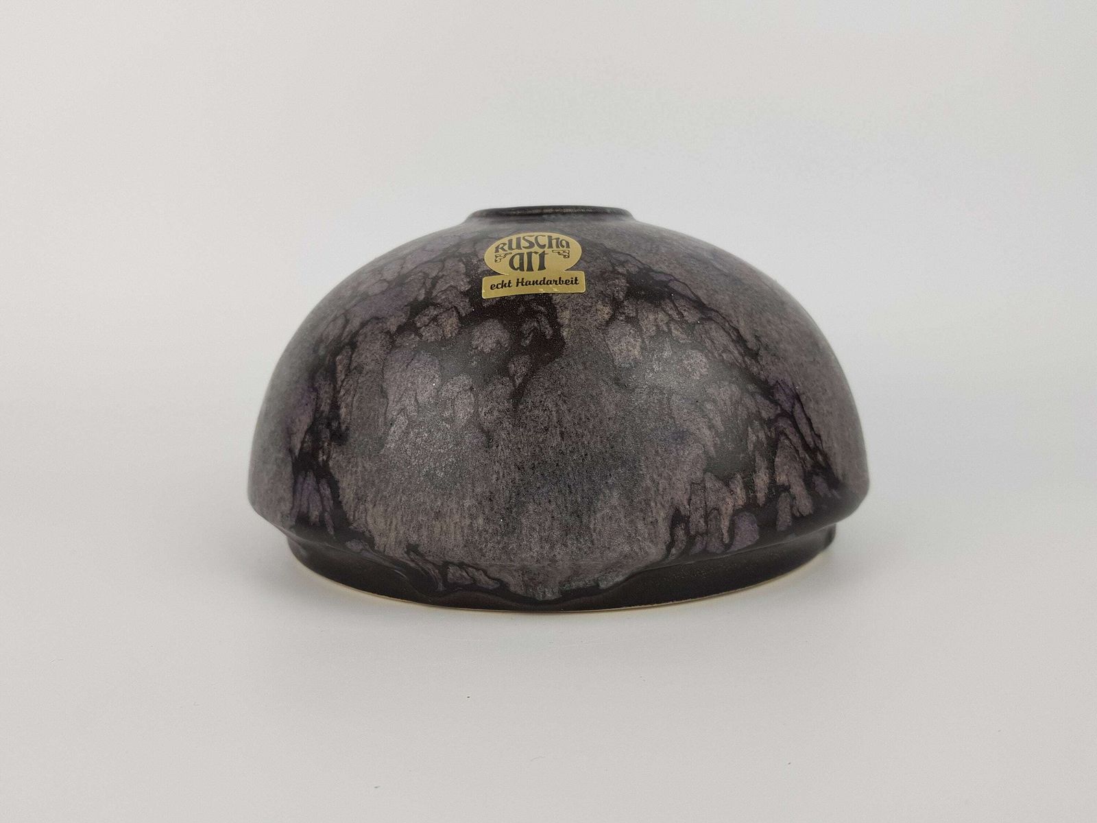 Vintage Ruscha Art Keramik Black Purple Discus Vase 855 2 West German Pottery 1970 80s