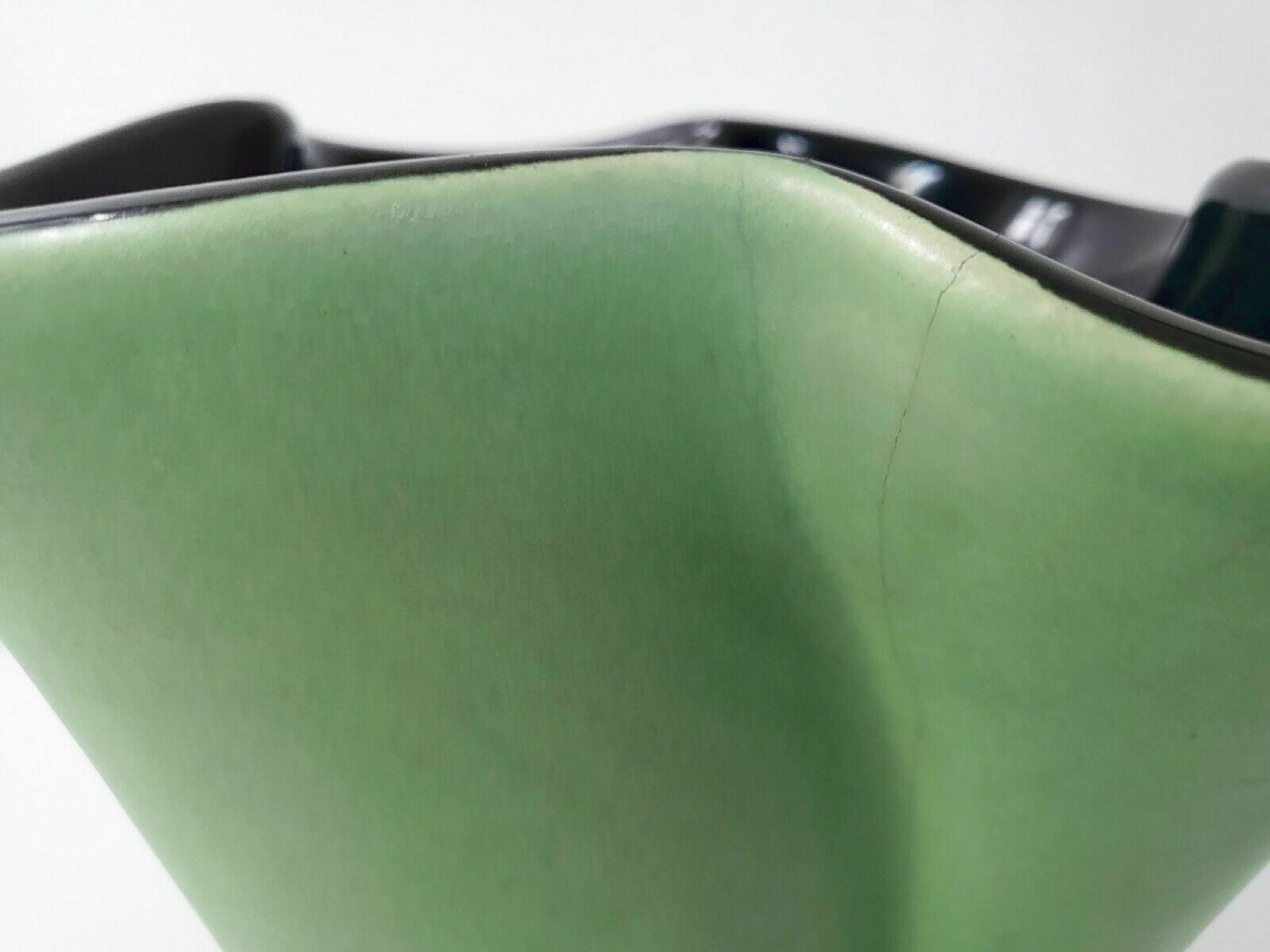 Vintage Vase 1950 Ceramic Elchinger France Water Green & Black 50s Retro 1950s photo vinterior