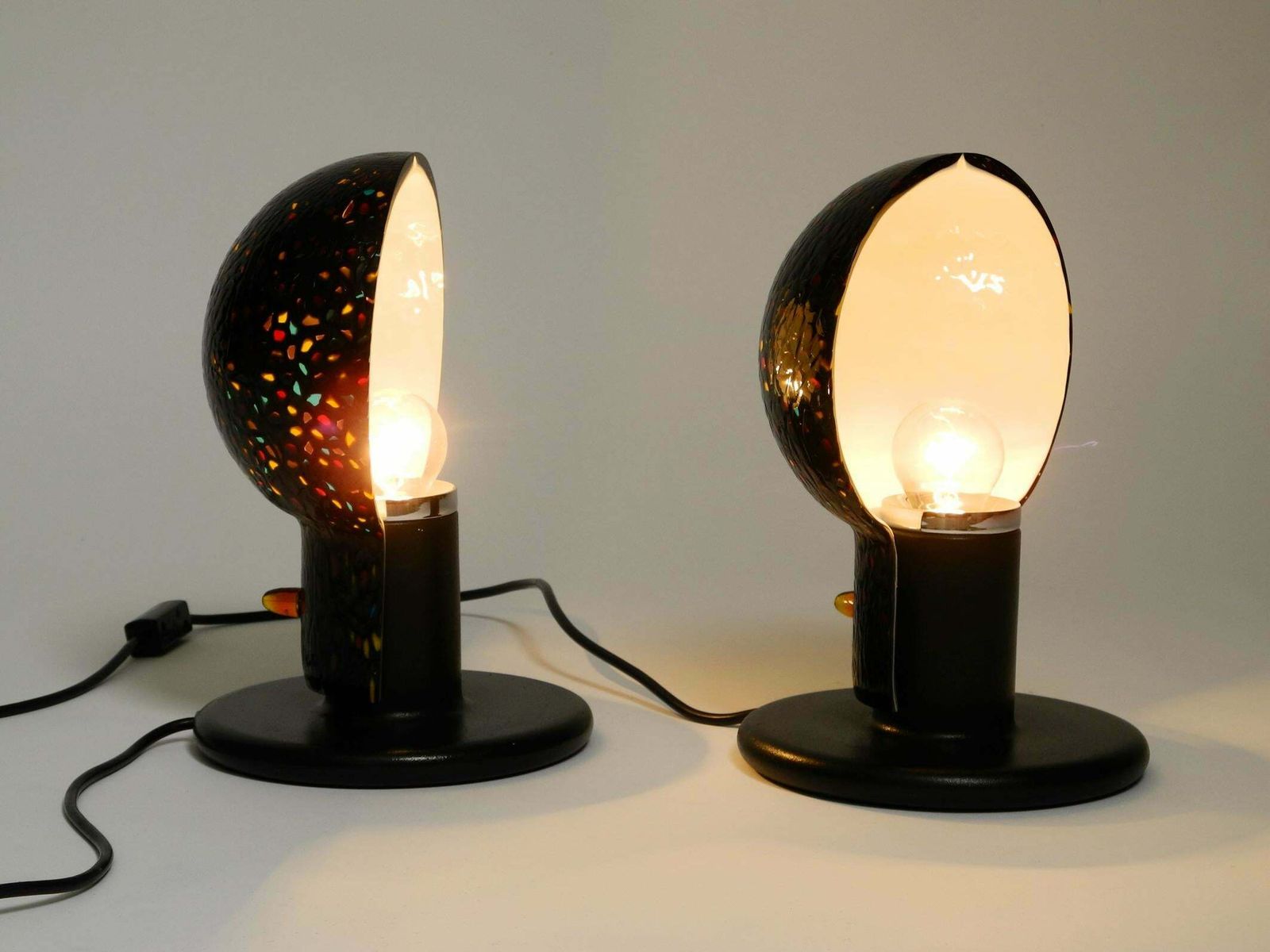 Pair Of Large 80s Italian Postmodern Table Lamps Made Of Colored Murano Glass photo furniture