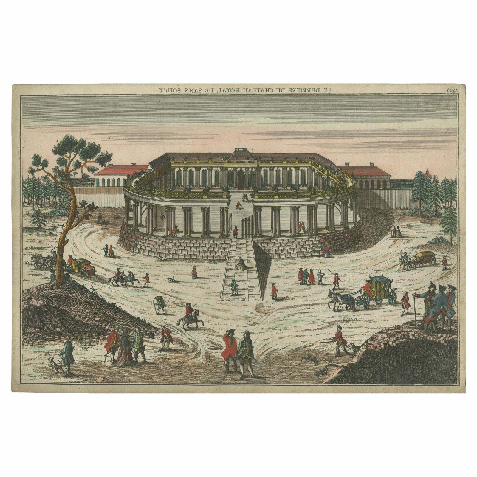 Antique Optical Print Of The Sanssouci Palace, Potsdam