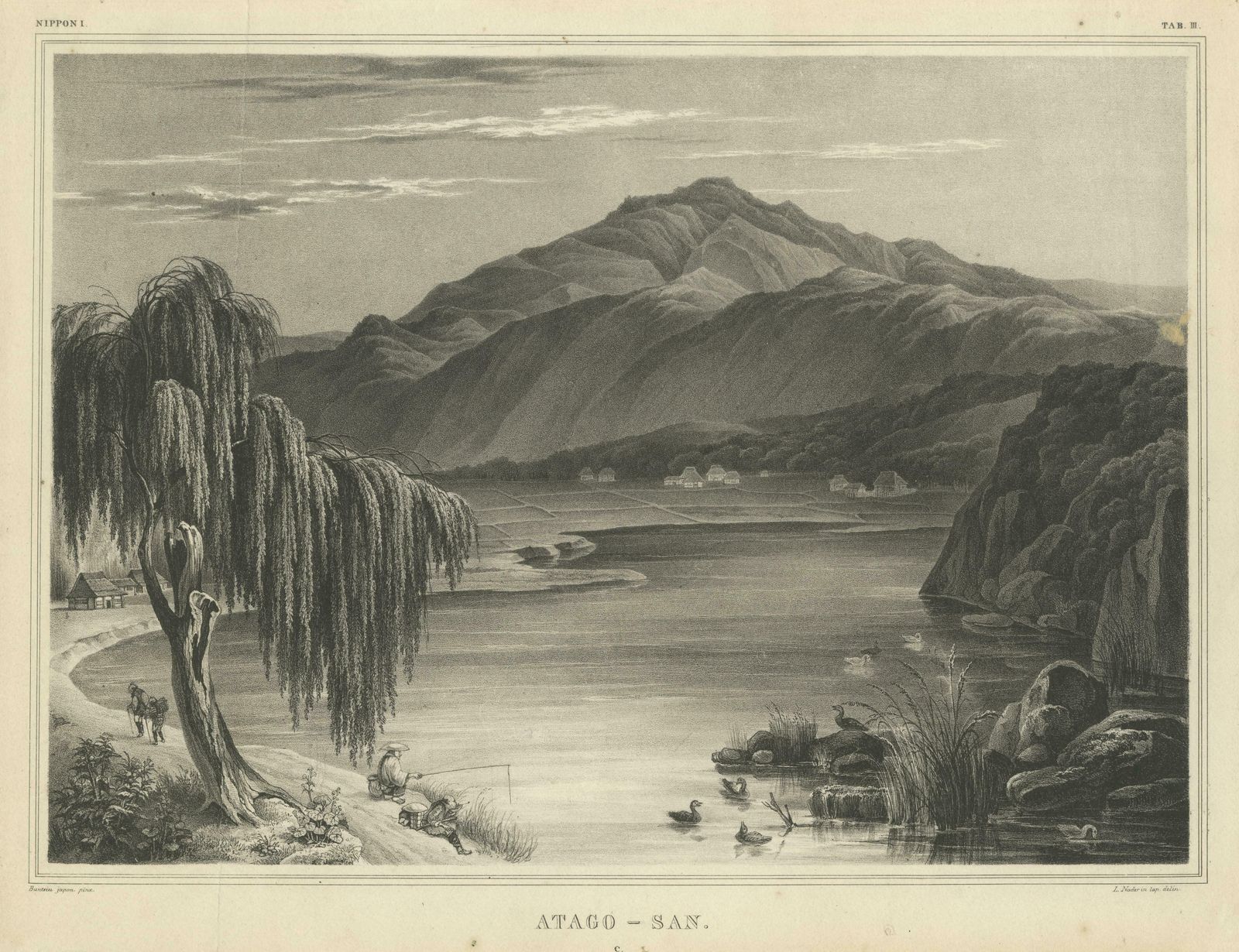 Vintage Print Of Mount Atago, Kyoto, Japan photo for sale