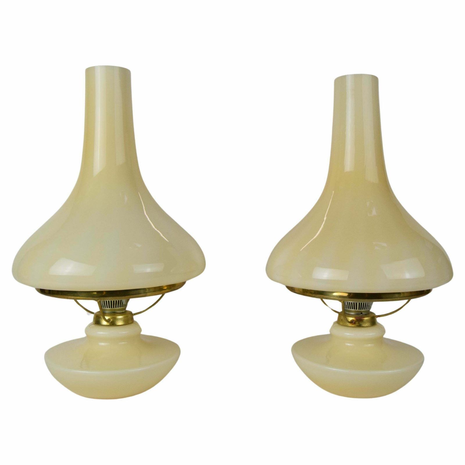 Pair Of Mid Century Table Lamps, Osvětlovací Sklo Závod Janštejn, 1970's. photo vinterior