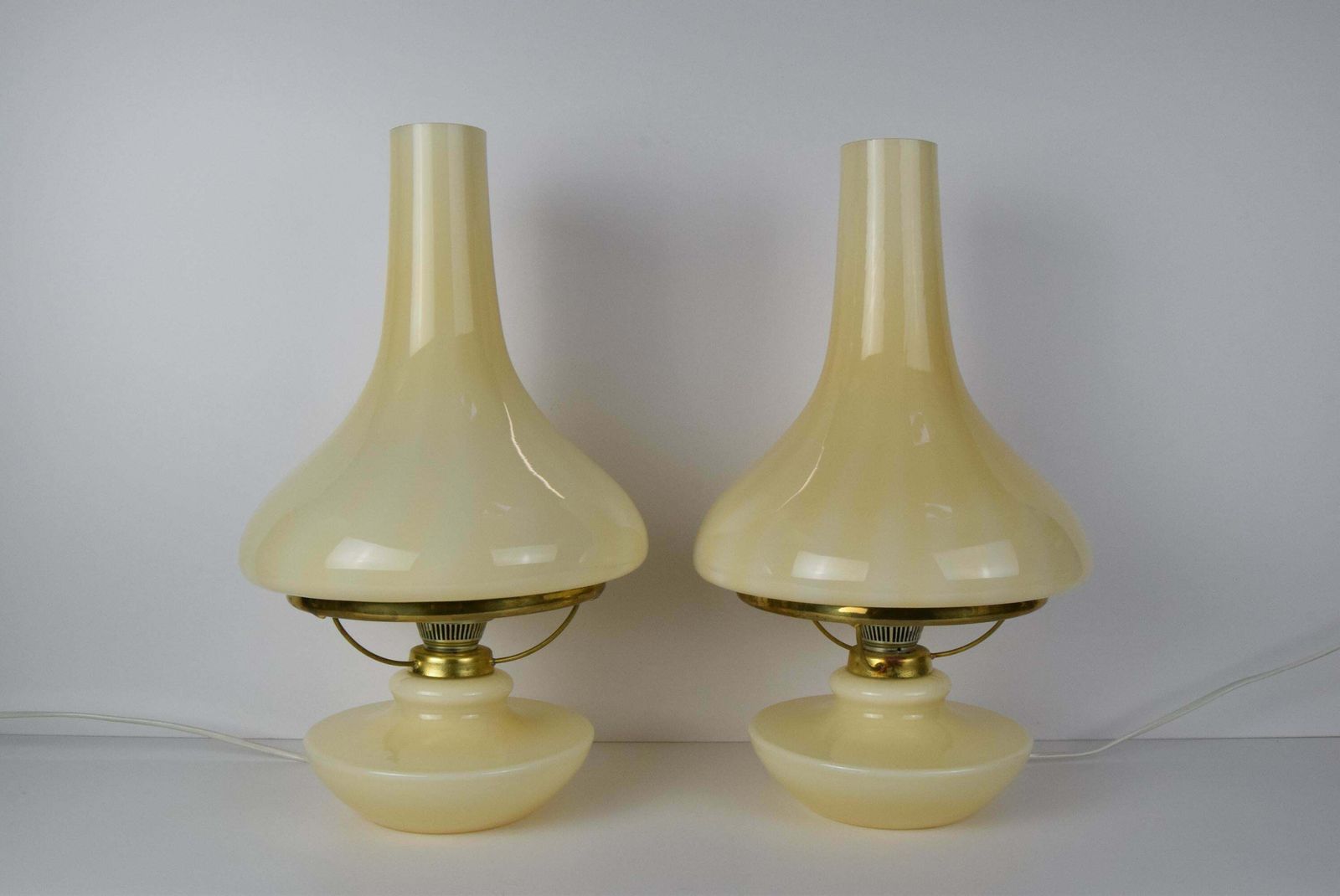Pair Of Mid Century Table Lamps, Osvětlovací Sklo Závod Janštejn, 1970's. photo buy