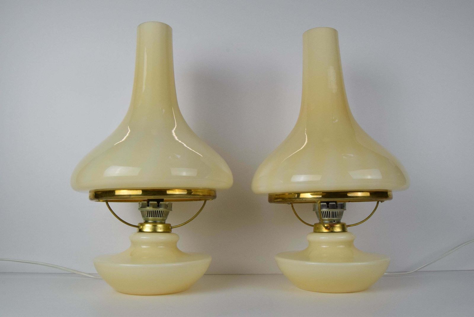 Pair Of Mid Century Table Lamps, Osvětlovací Sklo Závod Janštejn, 1970's. photo vintage
