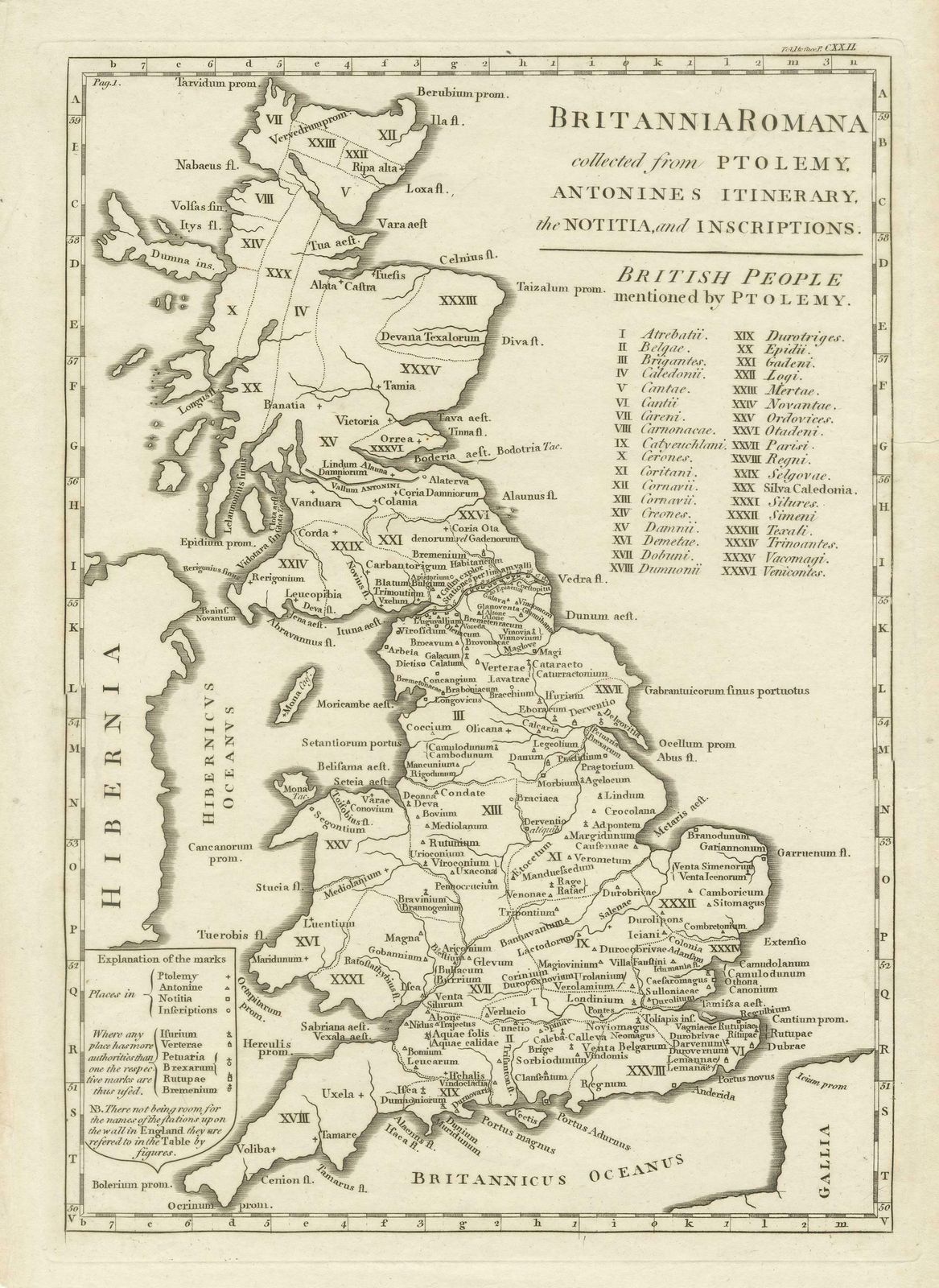 Antique Map Of Britain In Roman Times photo for sale
