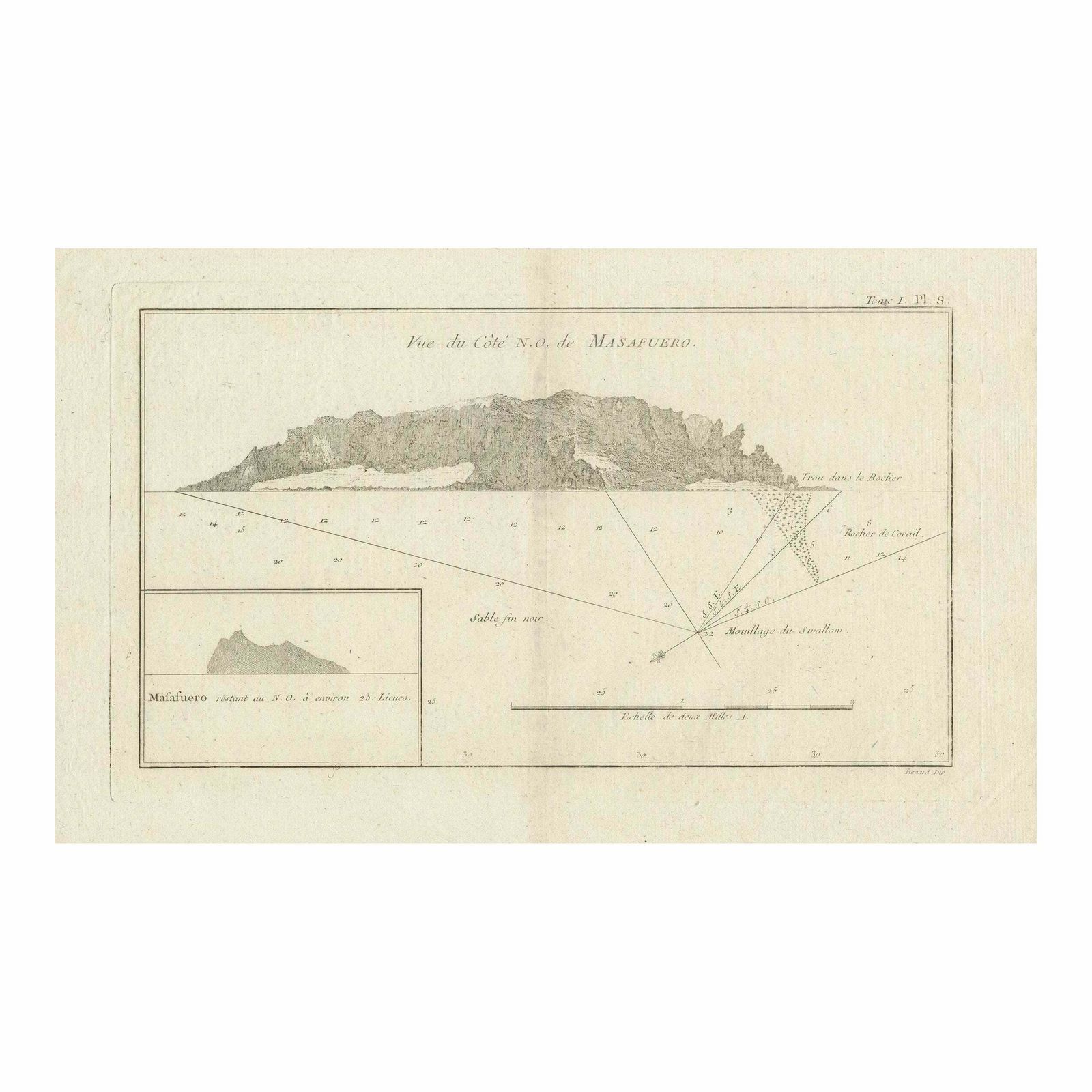 Antique Map Of The Northwest Coast Of Masafuera Island Or Selkirk Island
