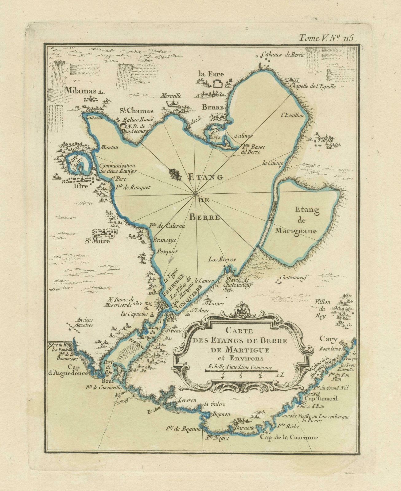 Antique Map Of The Region Of Berre L'étang, France photo for sale