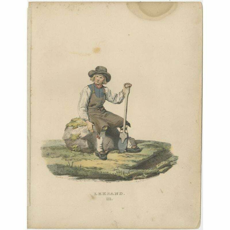 Antique Costume Print Of Leksand In Sweden, Circa 1864 photo furniture