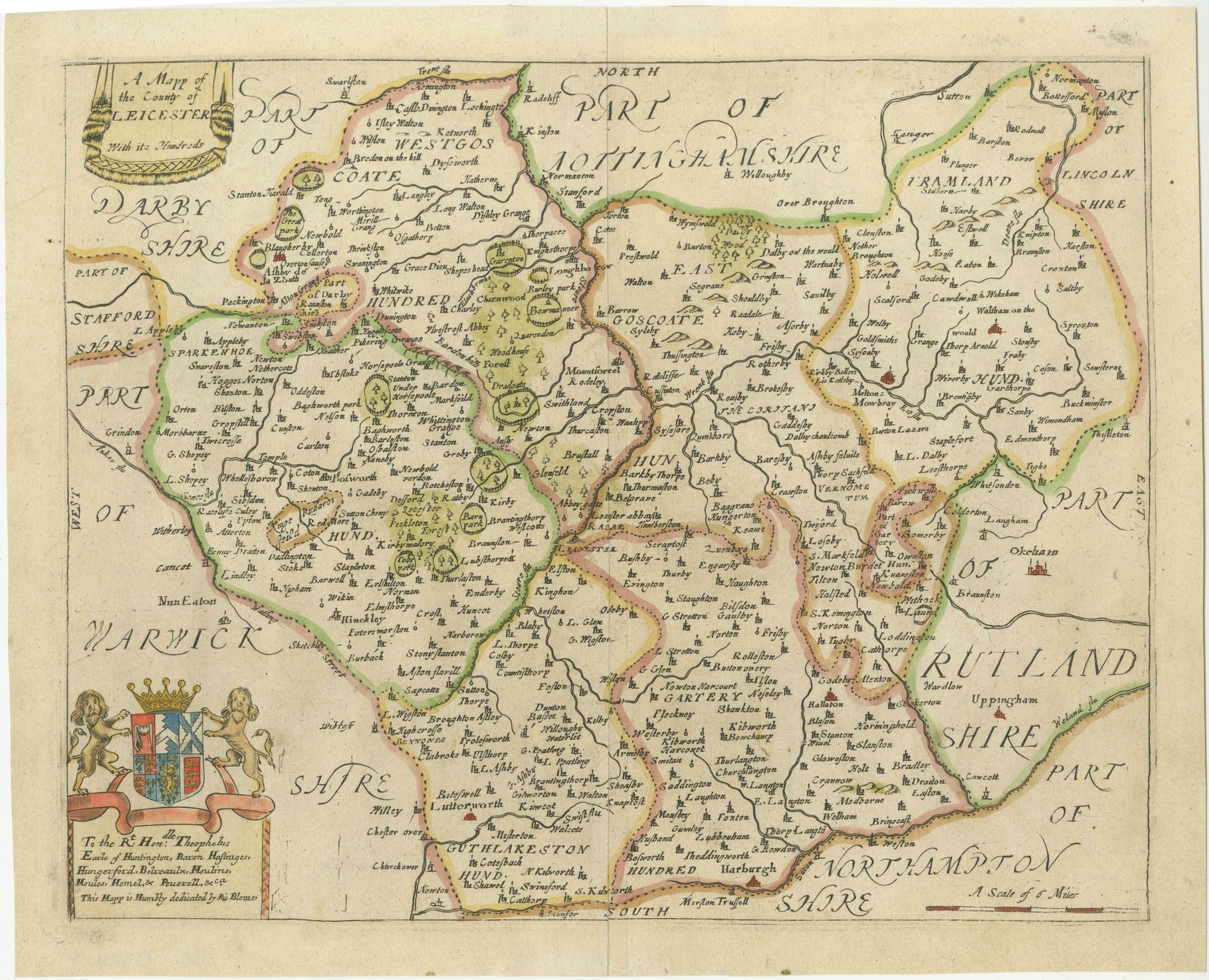 Original Antique Map Of Leicestershire, England photo furniture