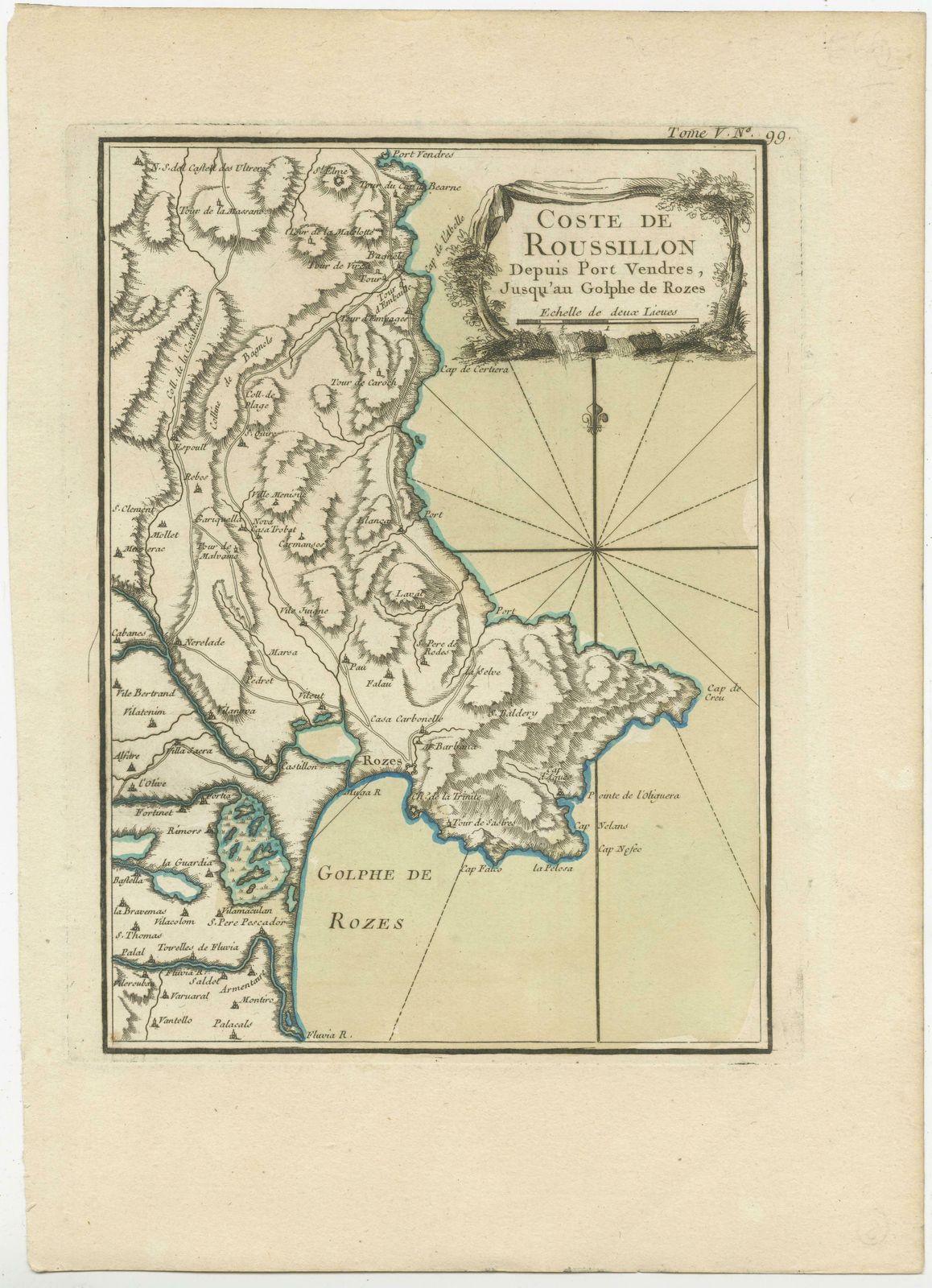 Antique Map Of The Coast Of Roussillon, France photo furniture