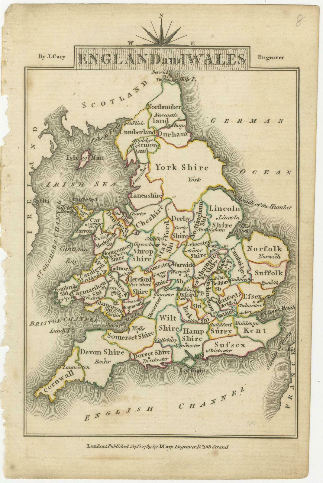 Miniature Map Of England And Wales With Hand Coloring photo furniture
