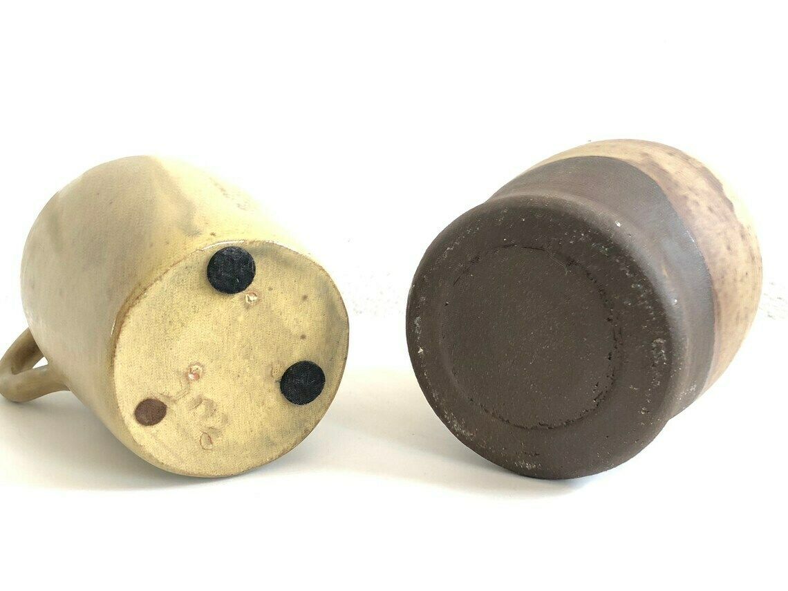 Two Danish Mid Century Ceramic Vases With Handles And Glaze In Earth Colors photo vinterior