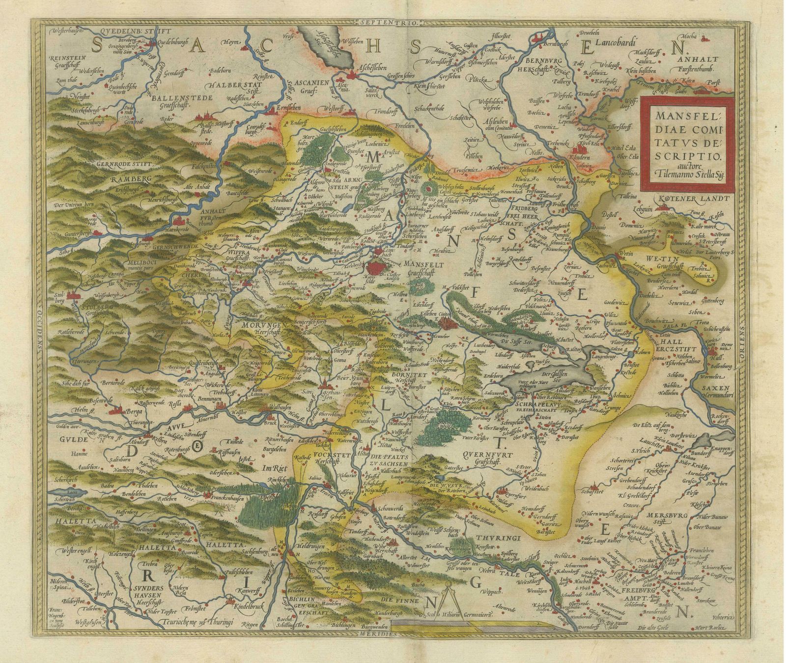 Antique Map Of The Region Of Mansfeld, Saxony Anhalt, Germany photo for sale