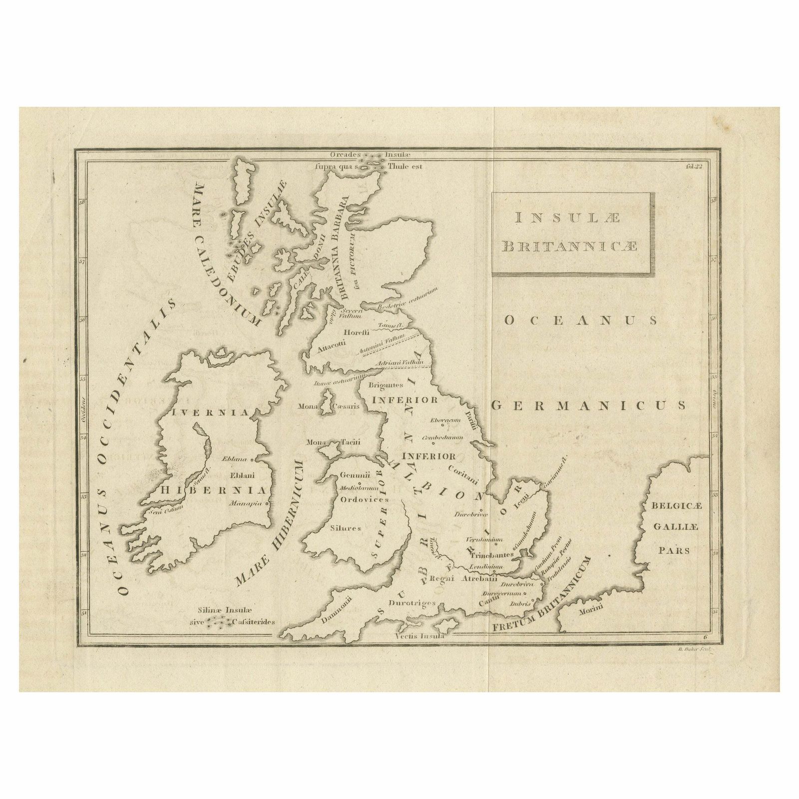 Antique Map Of The British Isles According To The Geography Of The Roman Empire