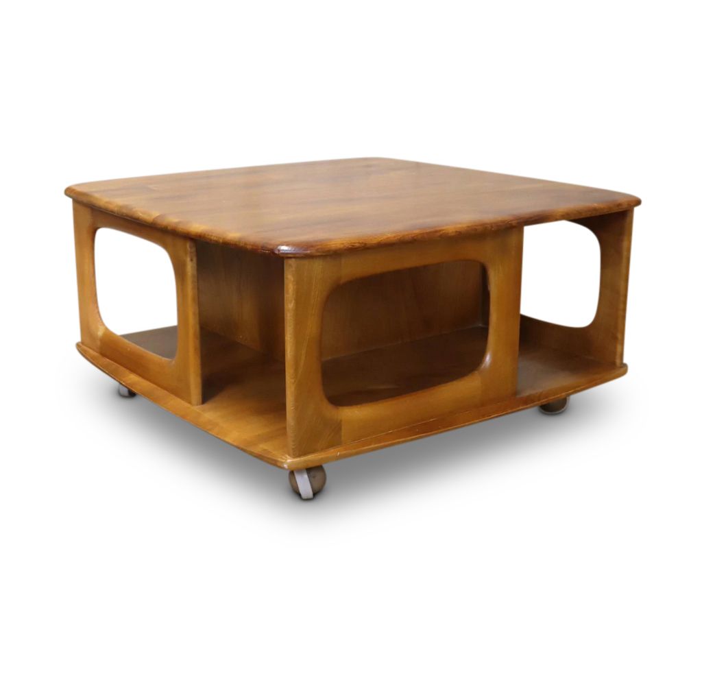 Ercol Pandora's Box Light Elm Finish On Castors Mid Century Modern Made & Designed In England Ol photo for sale